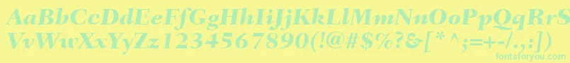フォントFairfieldLt86HeavyItalic – 黄色い背景に緑の文字