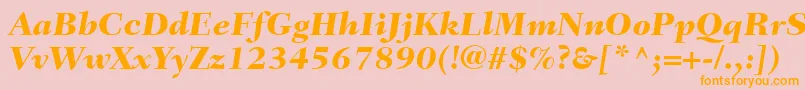 Fonte FairfieldLt86HeavyItalic – fontes laranjas em um fundo rosa