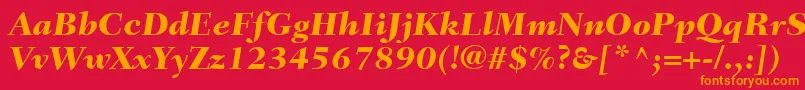 フォントFairfieldLt86HeavyItalic – 赤い背景にオレンジの文字