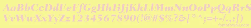 Czcionka FairfieldLt86HeavyItalic – różowe czcionki na żółtym tle