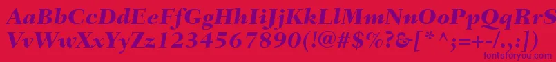 FairfieldLt86HeavyItalic-fontti – violetit fontit punaisella taustalla