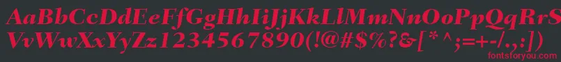 フォントFairfieldLt86HeavyItalic – 黒い背景に赤い文字