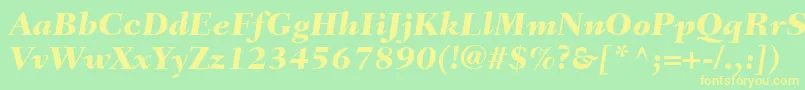 Шрифт FairfieldLt86HeavyItalic – жёлтые шрифты на зелёном фоне