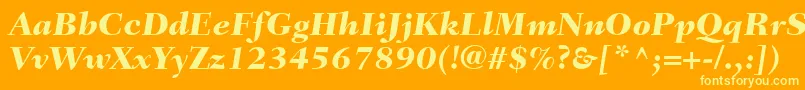 Czcionka FairfieldLt86HeavyItalic – żółte czcionki na pomarańczowym tle