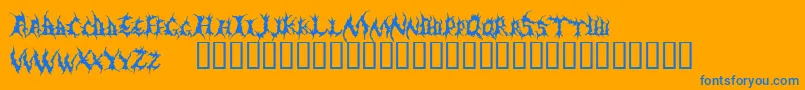 DementiaDemo-Schriftart – Blaue Schriften auf orangefarbenem Hintergrund