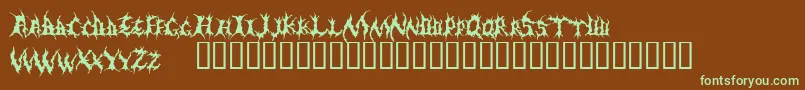 フォントDementiaDemo – 緑色の文字が茶色の背景にあります。