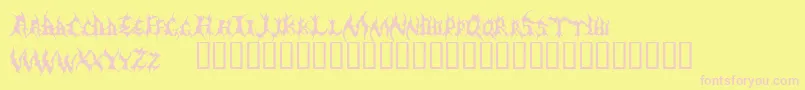 DementiaDemo-fontti – vaaleanpunaiset fontit keltaisella taustalla