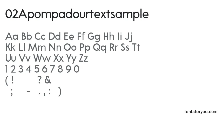 Czcionka 02Apompadourtextsample (113701) – alfabet, cyfry, specjalne znaki