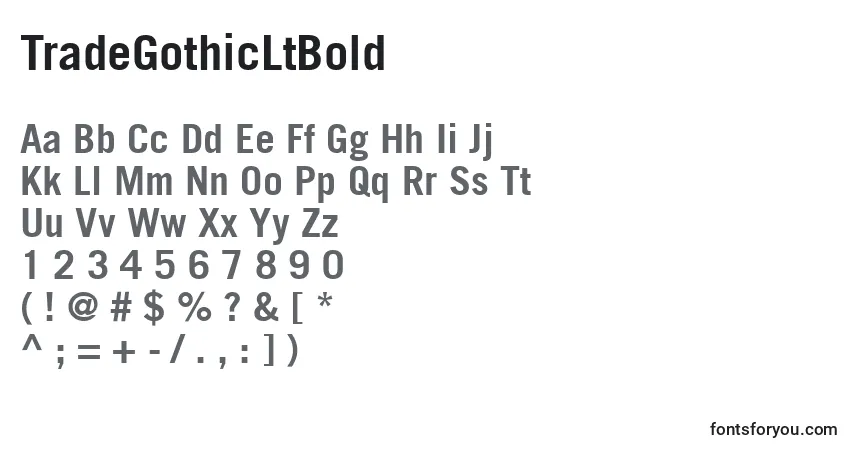 Czcionka TradeGothicLtBold – alfabet, cyfry, specjalne znaki
