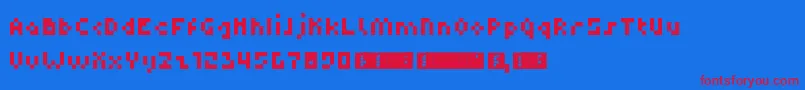 Dupix-Schriftart – Rote Schriften auf blauem Hintergrund