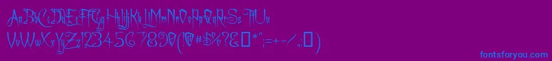 Czcionka CharmingFont – niebieskie czcionki na fioletowym tle