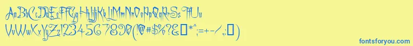 CharmingFont-Schriftart – Blaue Schriften auf gelbem Hintergrund