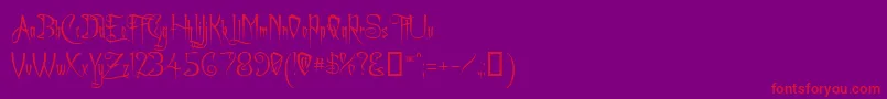 CharmingFont-Schriftart – Rote Schriften auf violettem Hintergrund