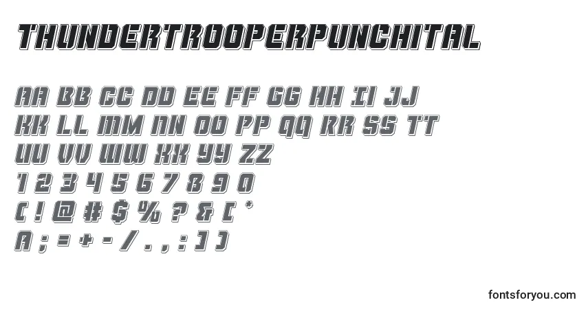 A fonte Thundertrooperpunchital – alfabeto, números, caracteres especiais