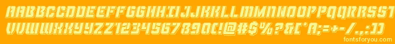 Thundertrooperpunchital-Schriftart – Gelbe Schriften auf orangefarbenem Hintergrund