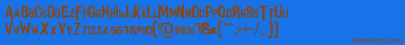 フォントIntensaFuente – 茶色の文字が青い背景にあります。