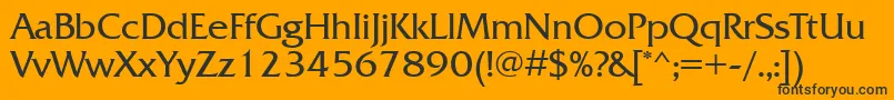 Frizquadratagtt-Schriftart – Schwarze Schriften auf orangefarbenem Hintergrund