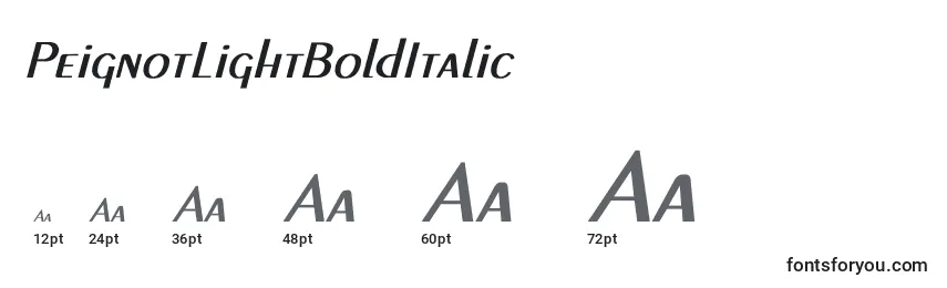 PeignotLightBoldItalic Font Sizes