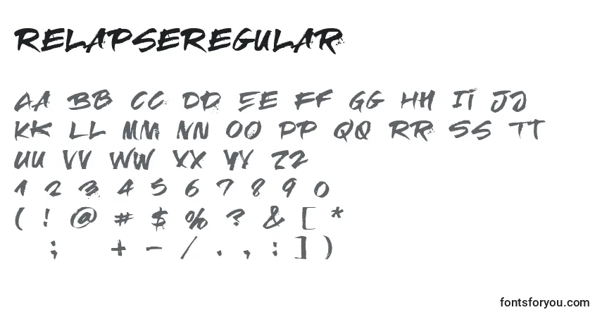 A fonte RelapseRegular (113713) – alfabeto, números, caracteres especiais
