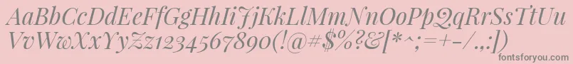 PlayfairdisplayItalic-Schriftart – Graue Schriften auf rosa Hintergrund