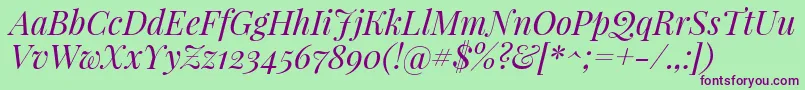 PlayfairdisplayItalic Font – Purple Fonts on Green Background