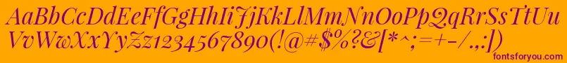 PlayfairdisplayItalic-Schriftart – Violette Schriften auf orangefarbenem Hintergrund