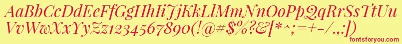 PlayfairdisplayItalic Font – Red Fonts on Yellow Background