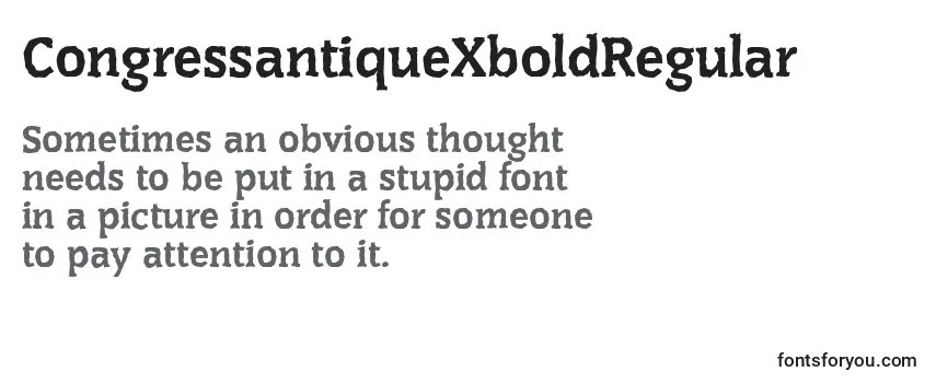 Review of the CongressantiqueXboldRegular Font