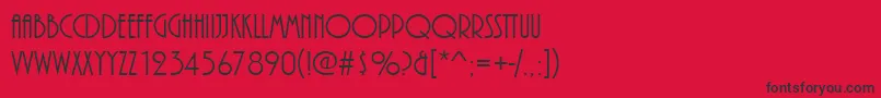 Plazadreg-Schriftart – Schwarze Schriften auf rotem Hintergrund