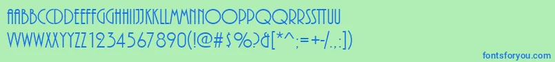 フォントPlazadreg – 青い文字は緑の背景です。