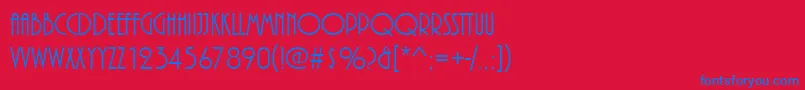 フォントPlazadreg – 赤い背景に青い文字