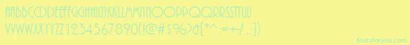 フォントPlazadreg – 黄色い背景に緑の文字