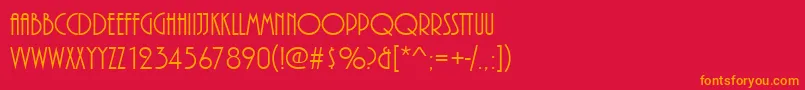 フォントPlazadreg – 赤い背景にオレンジの文字