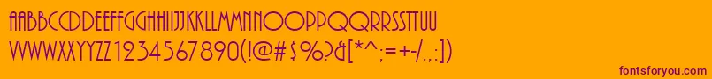 Fonte Plazadreg – fontes roxas em um fundo laranja