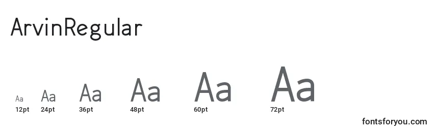Размеры шрифта ArvinRegular