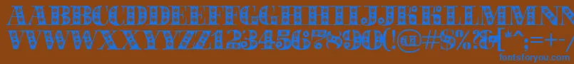 フォントSapphiresativa – 茶色の背景に青い文字