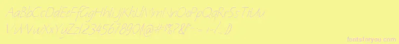 Fonte NotehandItalic – fontes rosa em um fundo amarelo