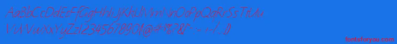 フォントNotehandItalic – 赤い文字の青い背景