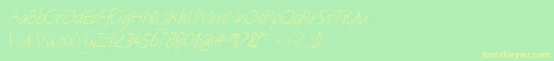 NotehandItalic Font – Yellow Fonts on Green Background