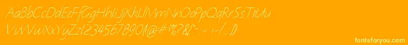 NotehandItalic-Schriftart – Gelbe Schriften auf orangefarbenem Hintergrund