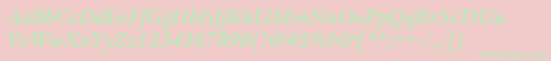 Fonte LegacyserifstdMediumitalic – fontes verdes em um fundo rosa