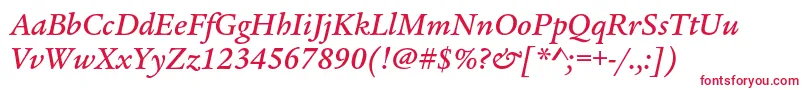 LegacyserifstdMediumitalic-fontti – punaiset fontit valkoisella taustalla