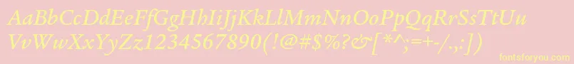 LegacyserifstdMediumitalic Font – Yellow Fonts on Pink Background