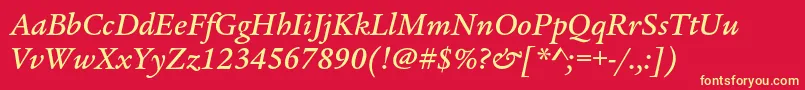 LegacyserifstdMediumitalic Font – Yellow Fonts on Red Background