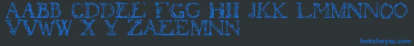 Flotner-Schriftart – Blaue Schriften auf schwarzem Hintergrund