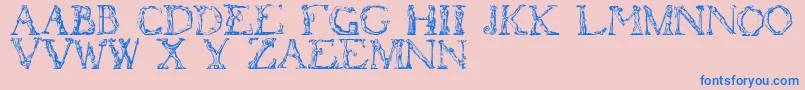 Flotner-Schriftart – Blaue Schriften auf rosa Hintergrund