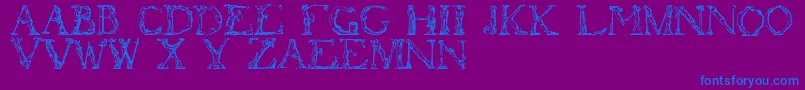 Flotner-Schriftart – Blaue Schriften auf violettem Hintergrund