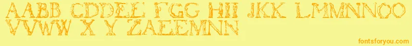 Flotner-fontti – oranssit fontit keltaisella taustalla