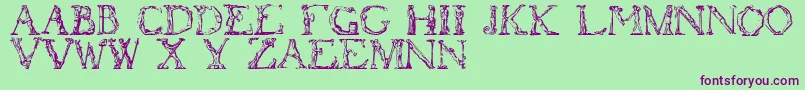 Flotner-Schriftart – Violette Schriften auf grünem Hintergrund