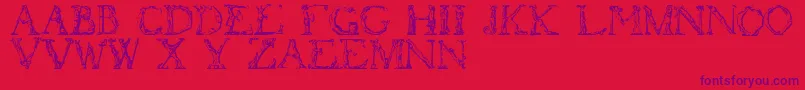 Flotner-Schriftart – Violette Schriften auf rotem Hintergrund